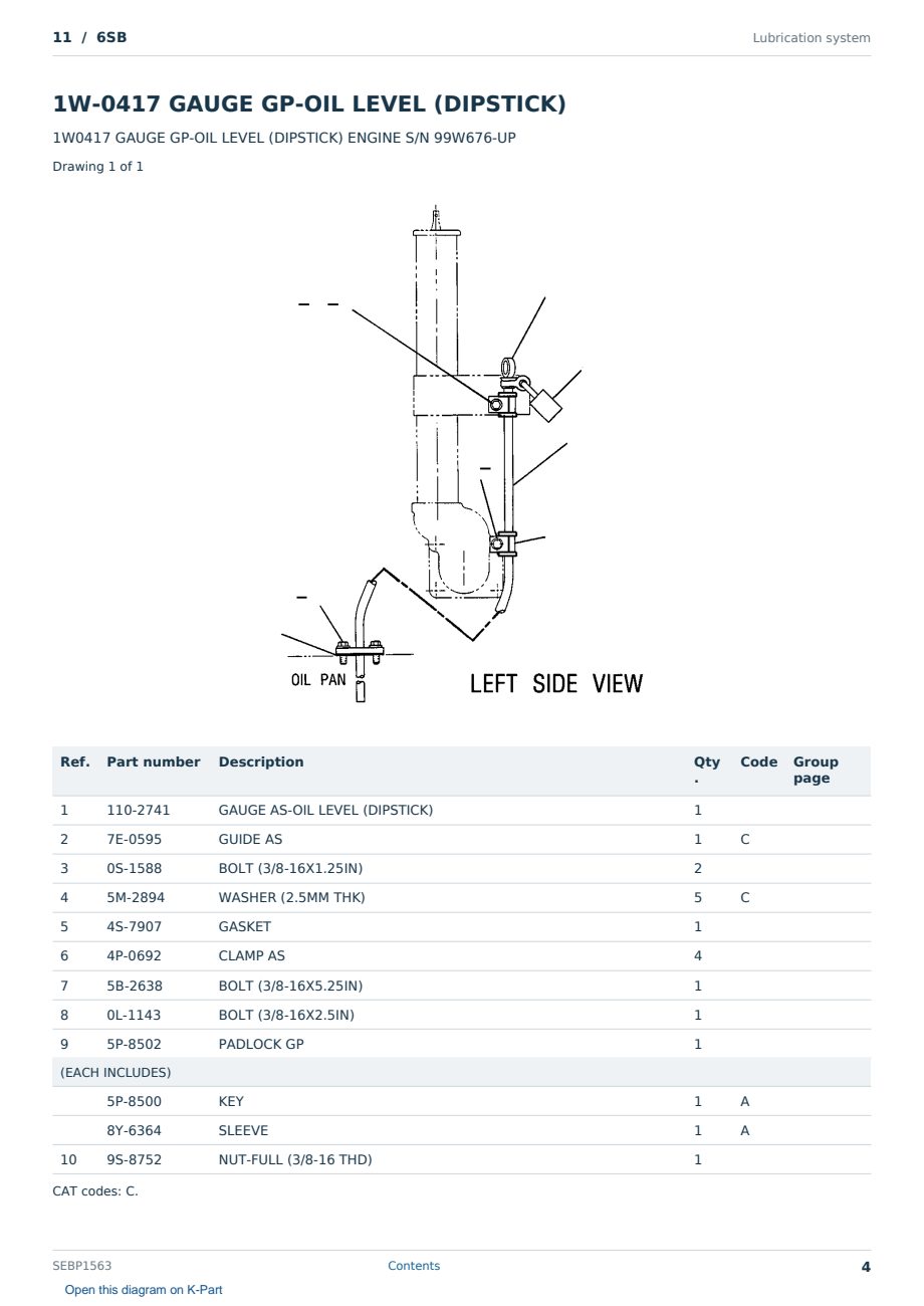 Caterpillar 11 S/N 6SB Partsbook SEBP1563 (English) - sample page 4 of 10 Caterpillar 11 S/N 6SB Partsbook SEBP1563 (English) - sample page 4 of 10