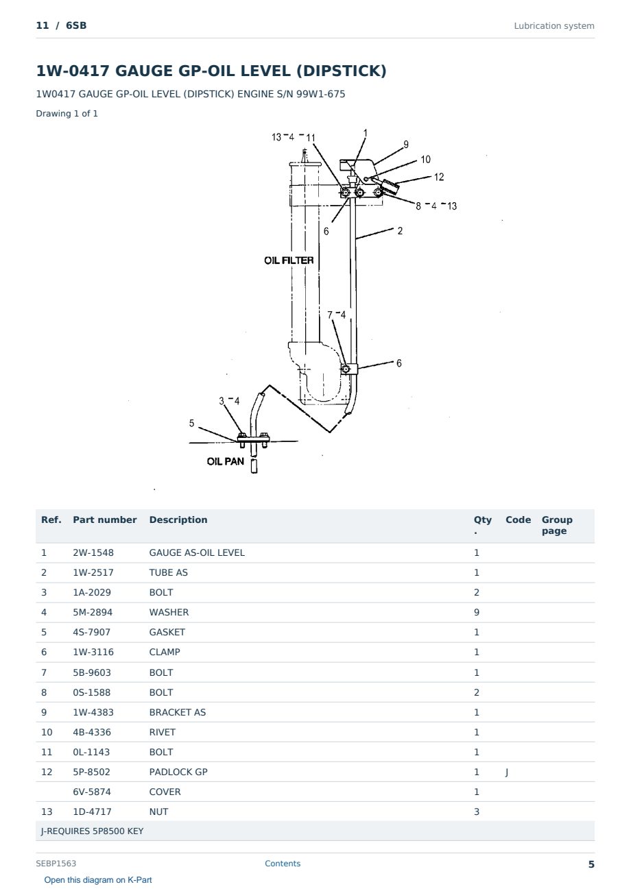 Caterpillar 11 S/N 6SB Partsbook SEBP1563 (English) - sample page 5 of 10 Caterpillar 11 S/N 6SB Partsbook SEBP1563 (English) - sample page 5 of 10