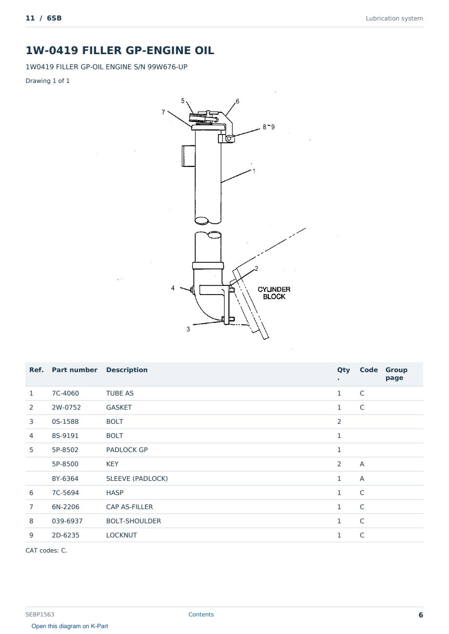 Caterpillar 11 S/N 6SB Partsbook SEBP1563 (English) - sample page 6 of 10 Caterpillar 11 S/N 6SB Partsbook SEBP1563 (English) - sample page 6 of 10