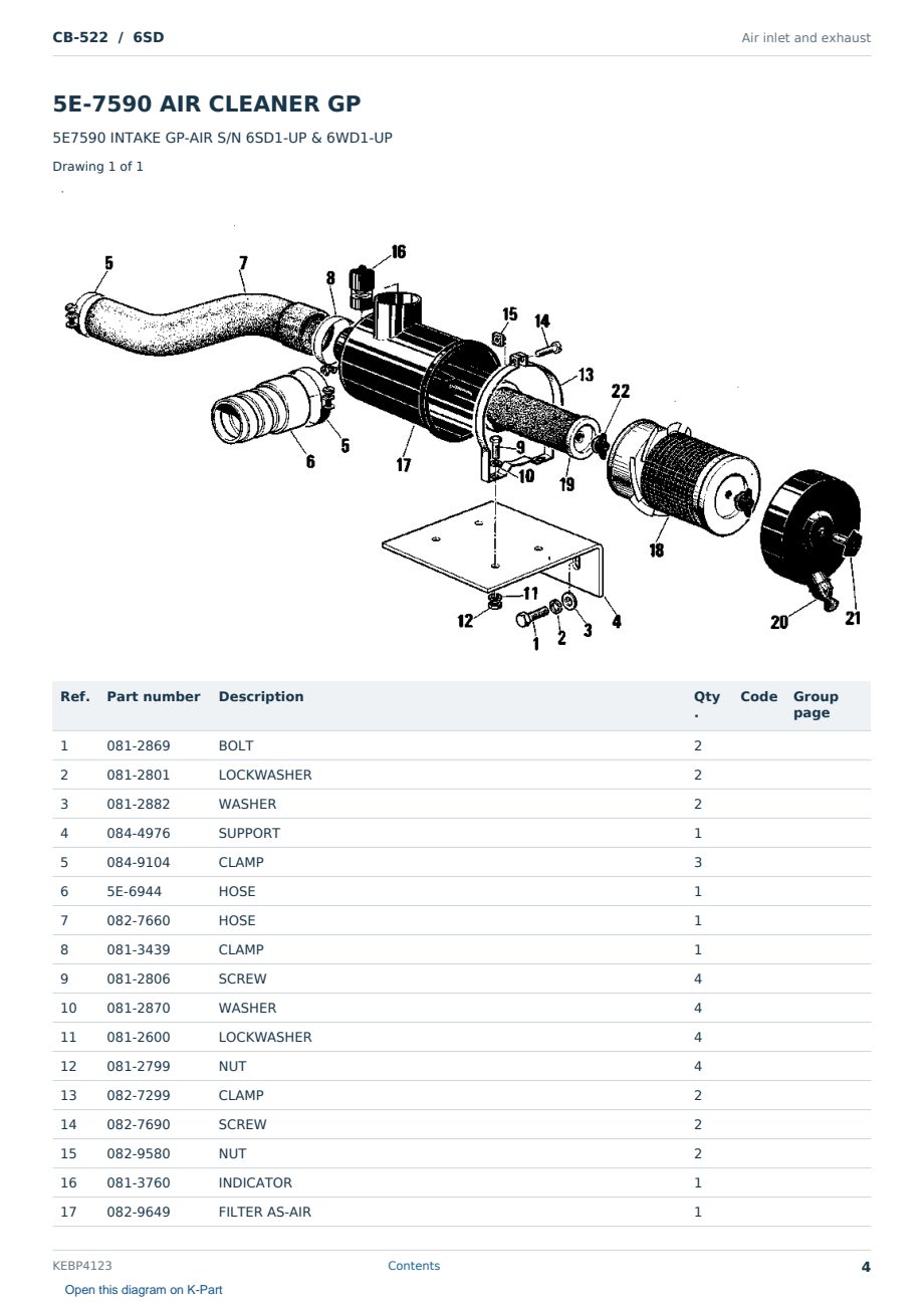 Caterpillar CB-522 S/N 6SD Partsbook KEBP4123 (English) - sample page 4 of 10 Caterpillar CB-522 S/N 6SD Partsbook KEBP4123 (English) - sample page 4 of 10