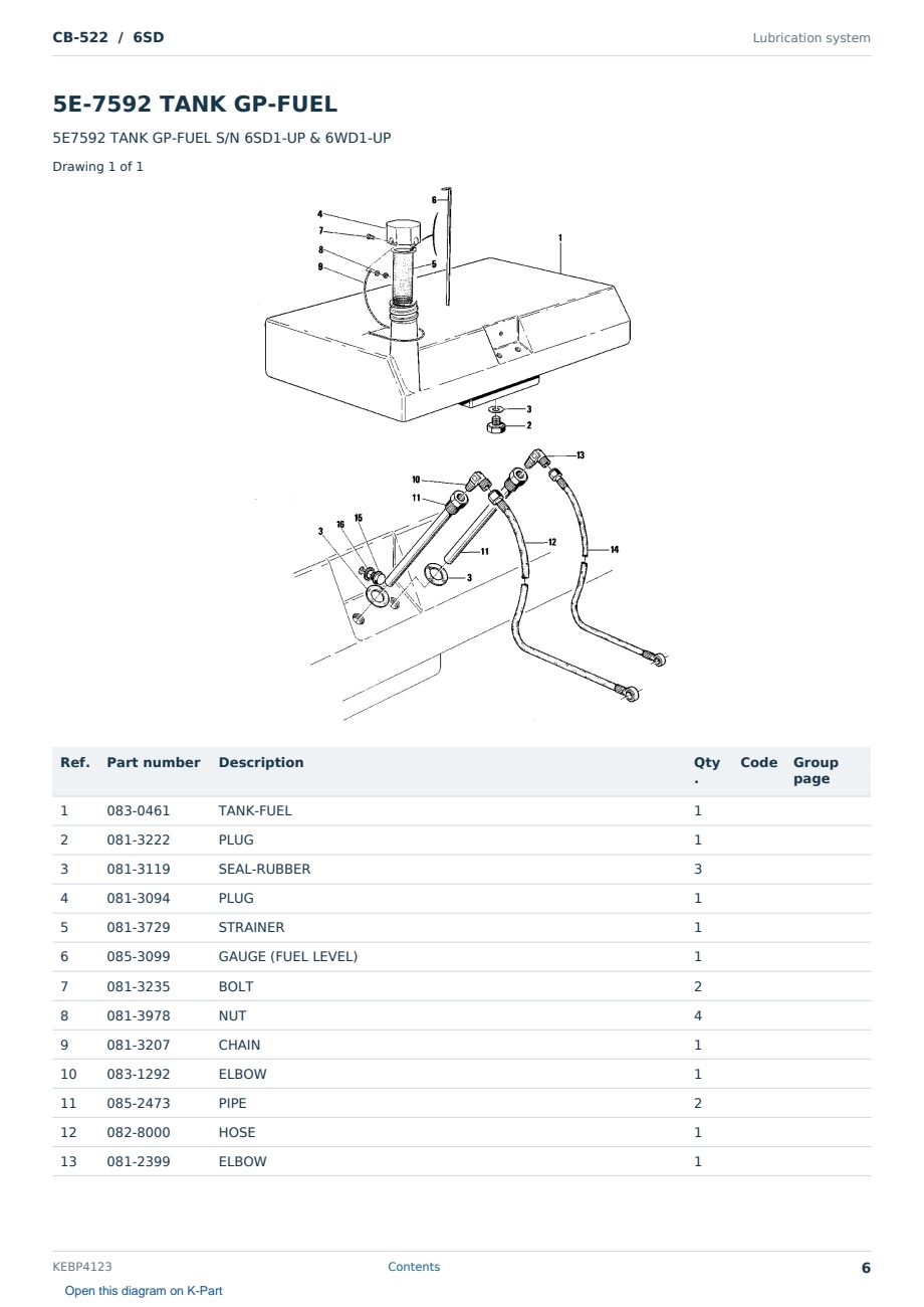Caterpillar CB-522 S/N 6SD Partsbook KEBP4123 (English) - sample page 6 of 10 Caterpillar CB-522 S/N 6SD Partsbook KEBP4123 (English) - sample page 6 of 10