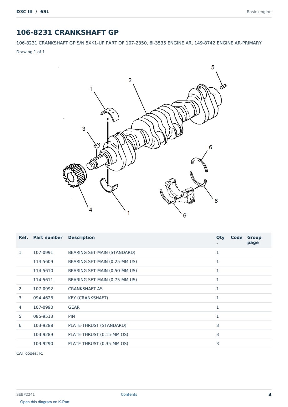 Caterpillar D3C III S/N 6SL Partsbook SEBP2241 (English) - sample page 4 of 10 Caterpillar D3C III S/N 6SL Partsbook SEBP2241 (English) - sample page 4 of 10
