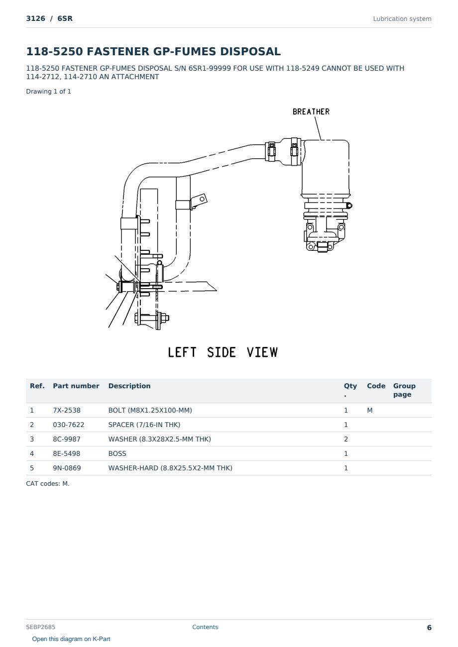 Caterpillar 3126 S/N 6SR Partsbook SEBP2685 (English) - sample page 6 of 10 Caterpillar 3126 S/N 6SR Partsbook SEBP2685 (English) - sample page 6 of 10