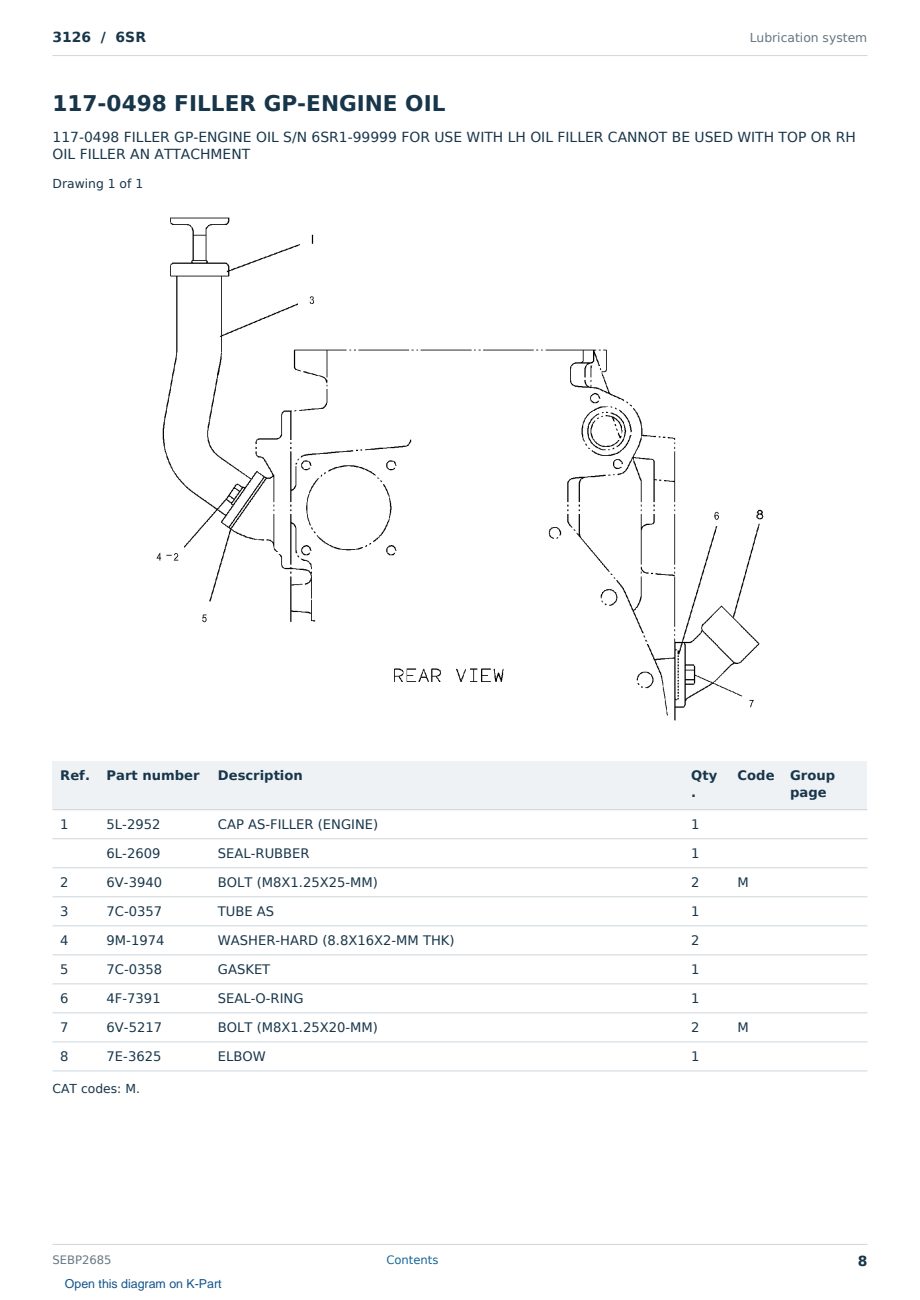 Caterpillar 3126 S/N 6SR Partsbook SEBP2685 (English) - sample page 8 of 10 Caterpillar 3126 S/N 6SR Partsbook SEBP2685 (English) - sample page 8 of 10