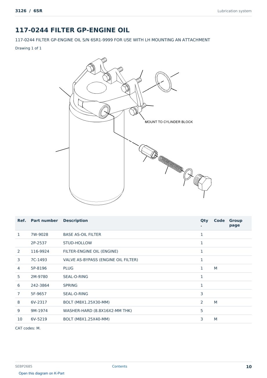 Caterpillar 3126 S/N 6SR Partsbook SEBP2685 (English) - sample page 10 of 10 Caterpillar 3126 S/N 6SR Partsbook SEBP2685 (English) - sample page 10 of 10