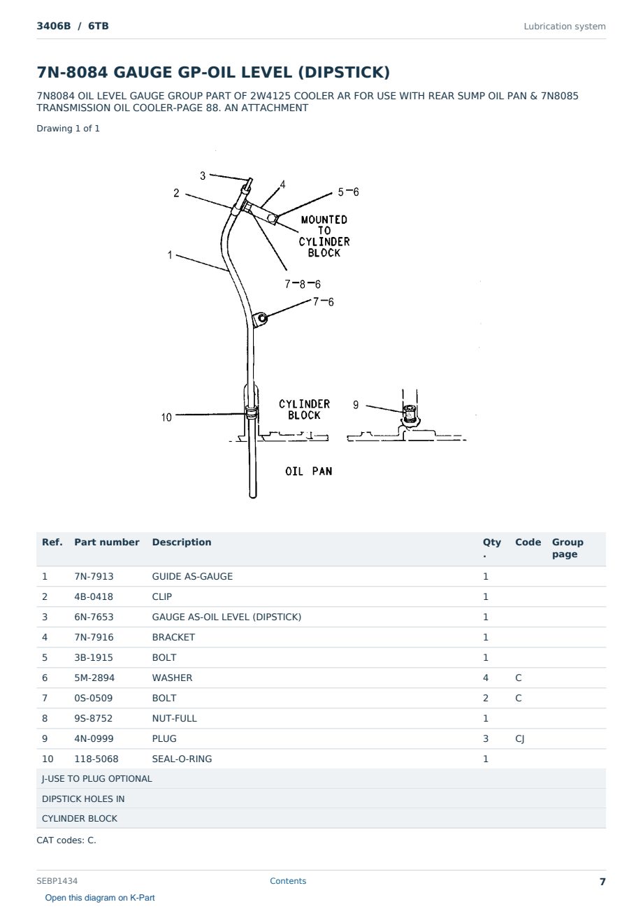 Caterpillar 3406B S/N 6TB Partsbook SEBP1434 (English) - sample page 7 of 10 Caterpillar 3406B S/N 6TB Partsbook SEBP1434 (English) - sample page 7 of 10