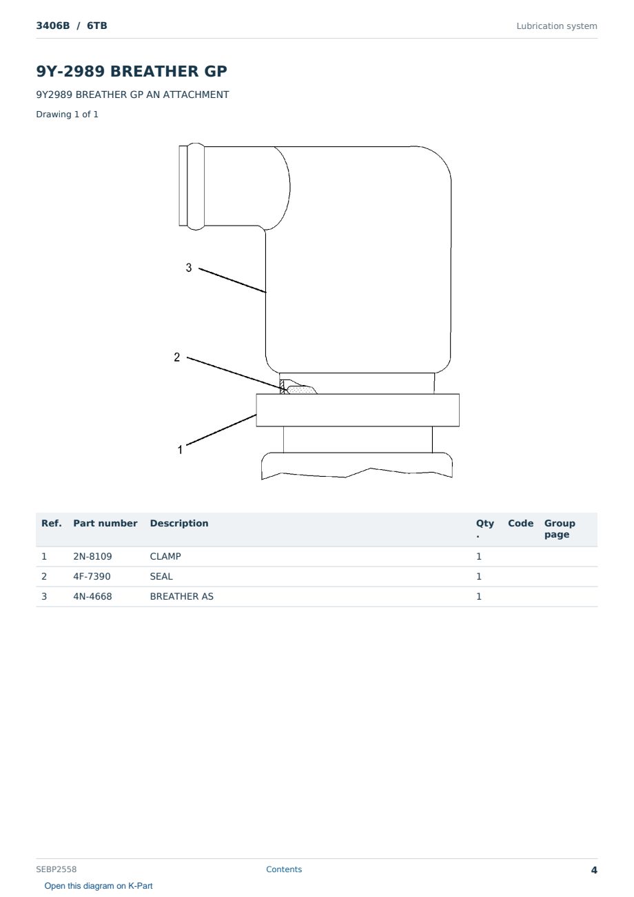 Caterpillar 3406B S/N 6TB Partsbook SEBP2558 (English) - sample page 4 of 10 Caterpillar 3406B S/N 6TB Partsbook SEBP2558 (English) - sample page 4 of 10