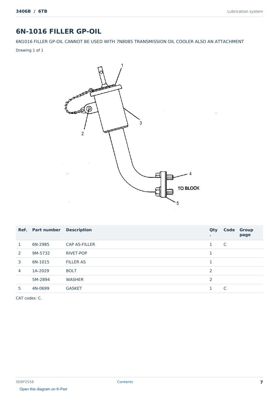 Caterpillar 3406B S/N 6TB Partsbook SEBP2558 (English) - sample page 7 of 10 Caterpillar 3406B S/N 6TB Partsbook SEBP2558 (English) - sample page 7 of 10