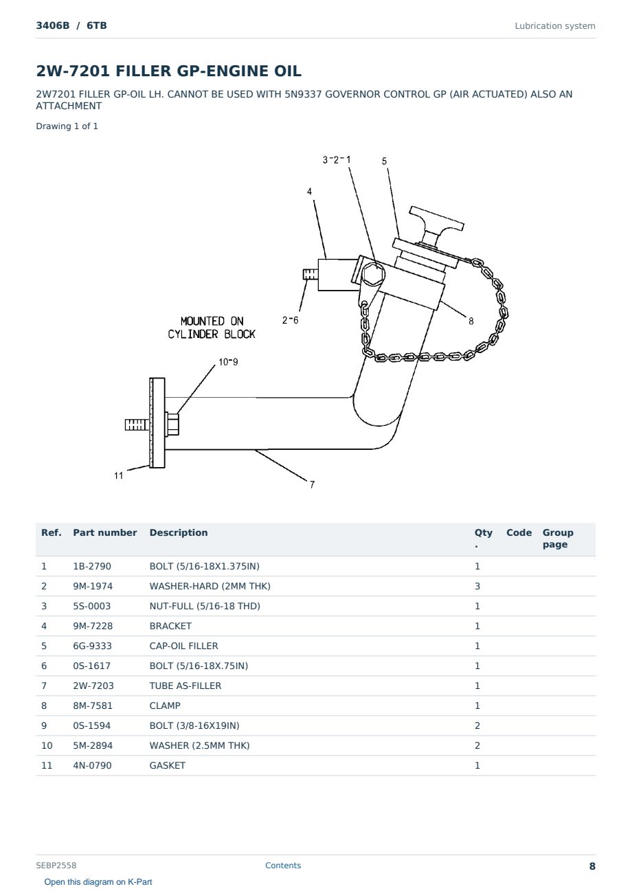 Caterpillar 3406B S/N 6TB Partsbook SEBP2558 (English) - sample page 8 of 10 Caterpillar 3406B S/N 6TB Partsbook SEBP2558 (English) - sample page 8 of 10