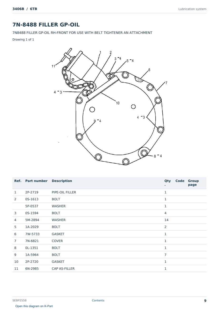 Caterpillar 3406B S/N 6TB Partsbook SEBP2558 (English) - sample page 9 of 10 Caterpillar 3406B S/N 6TB Partsbook SEBP2558 (English) - sample page 9 of 10
