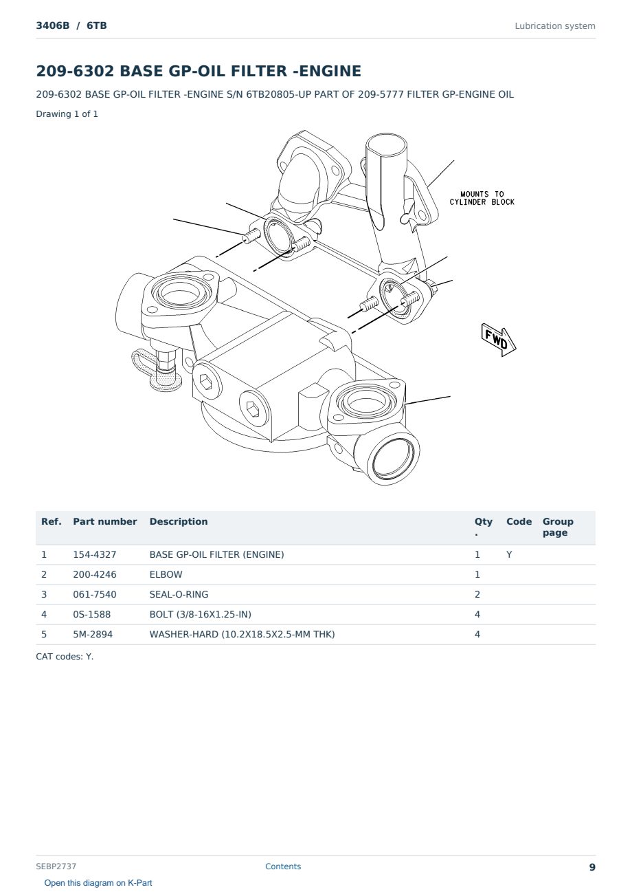 Caterpillar 3406B S/N 6TB Partsbook SEBP2737 (English) - sample page 9 of 10 Caterpillar 3406B S/N 6TB Partsbook SEBP2737 (English) - sample page 9 of 10