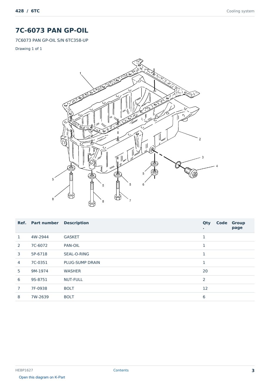 Caterpillar 428 S/N 6TC Partsbook HEBP1627 (English) - sample page 3 of 10 Caterpillar 428 S/N 6TC Partsbook HEBP1627 (English) - sample page 3 of 10