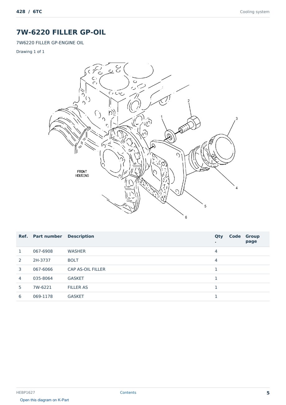 Caterpillar 428 S/N 6TC Partsbook HEBP1627 (English) - sample page 5 of 10 Caterpillar 428 S/N 6TC Partsbook HEBP1627 (English) - sample page 5 of 10