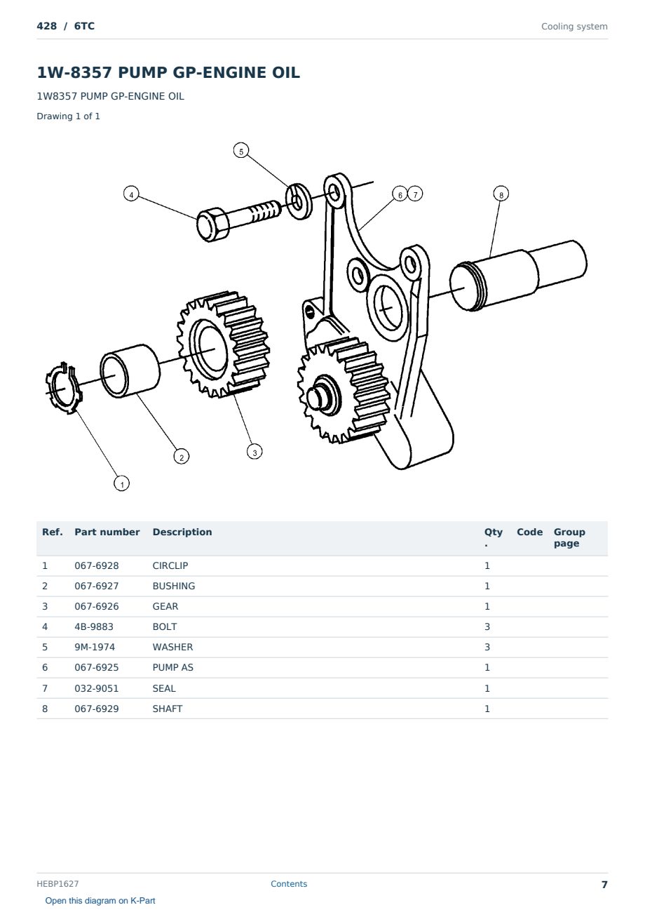 Caterpillar 428 S/N 6TC Partsbook HEBP1627 (English) - sample page 7 of 10 Caterpillar 428 S/N 6TC Partsbook HEBP1627 (English) - sample page 7 of 10