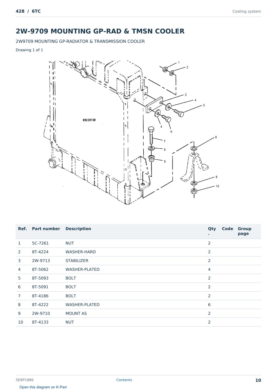 Caterpillar 428 S/N 6TC Partsbook SEBP1886 (English) - sample page 10 of 10 Caterpillar 428 S/N 6TC Partsbook SEBP1886 (English) - sample page 10 of 10