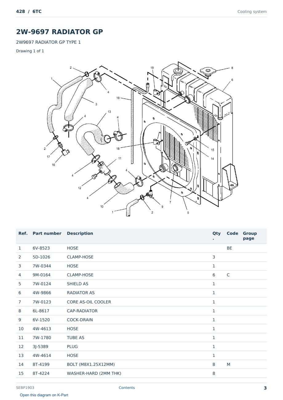 Caterpillar 428 S/N 6TC Partsbook SEBP1903 (English) - sample page 3 of 10 Caterpillar 428 S/N 6TC Partsbook SEBP1903 (English) - sample page 3 of 10
