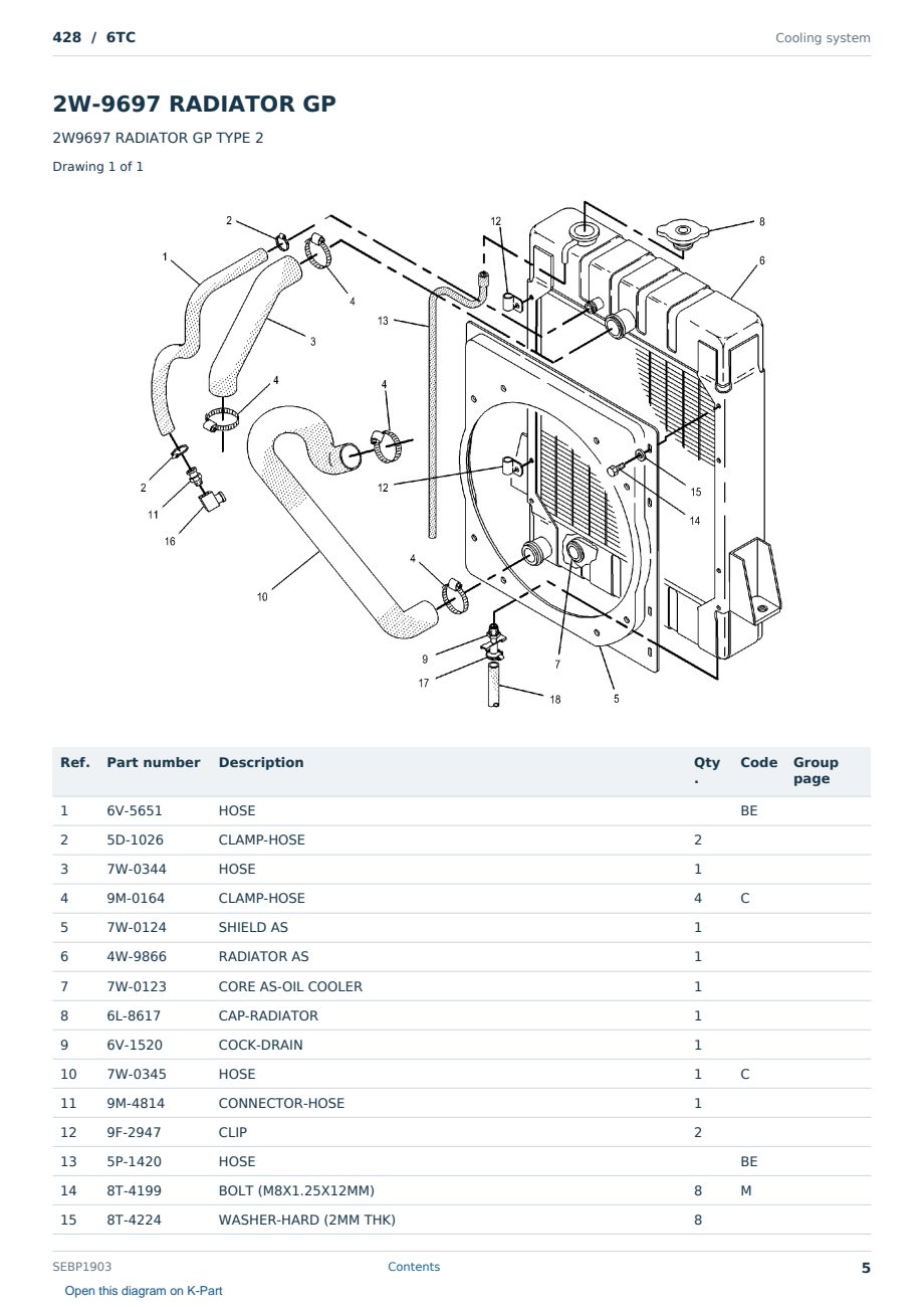 Caterpillar 428 S/N 6TC Partsbook SEBP1903 (English) - sample page 5 of 10 Caterpillar 428 S/N 6TC Partsbook SEBP1903 (English) - sample page 5 of 10