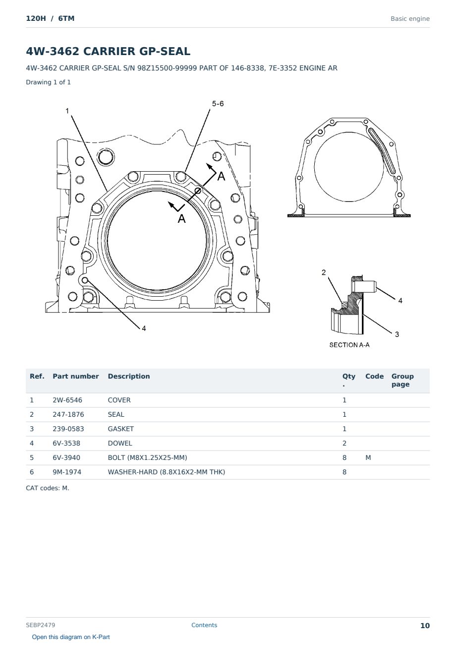 Caterpillar 120H S/N 6TM Partsbook SEBP2479 (English) - sample page 10 of 10 Caterpillar 120H S/N 6TM Partsbook SEBP2479 (English) - sample page 10 of 10