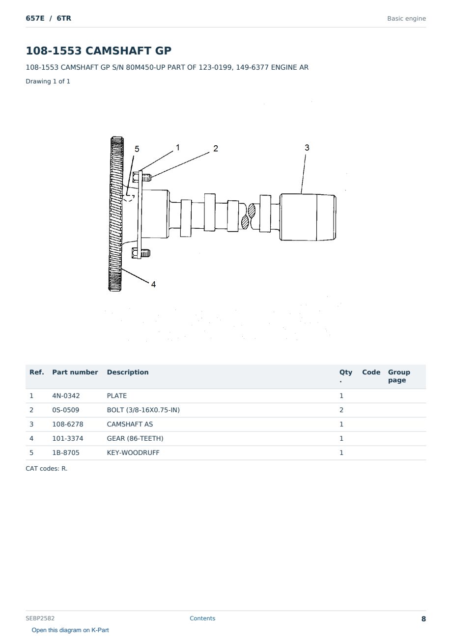 Caterpillar 657E S/N 6TR Partsbook SEBP2582 (English) - sample page 8 of 10 Caterpillar 657E S/N 6TR Partsbook SEBP2582 (English) - sample page 8 of 10