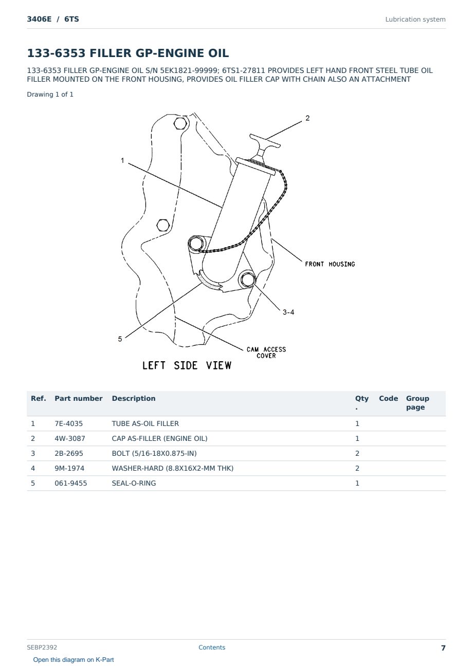 Caterpillar 3406E S/N 6TS Partsbook SEBP2392 (English) - sample page 7 of 10 Caterpillar 3406E S/N 6TS Partsbook SEBP2392 (English) - sample page 7 of 10
