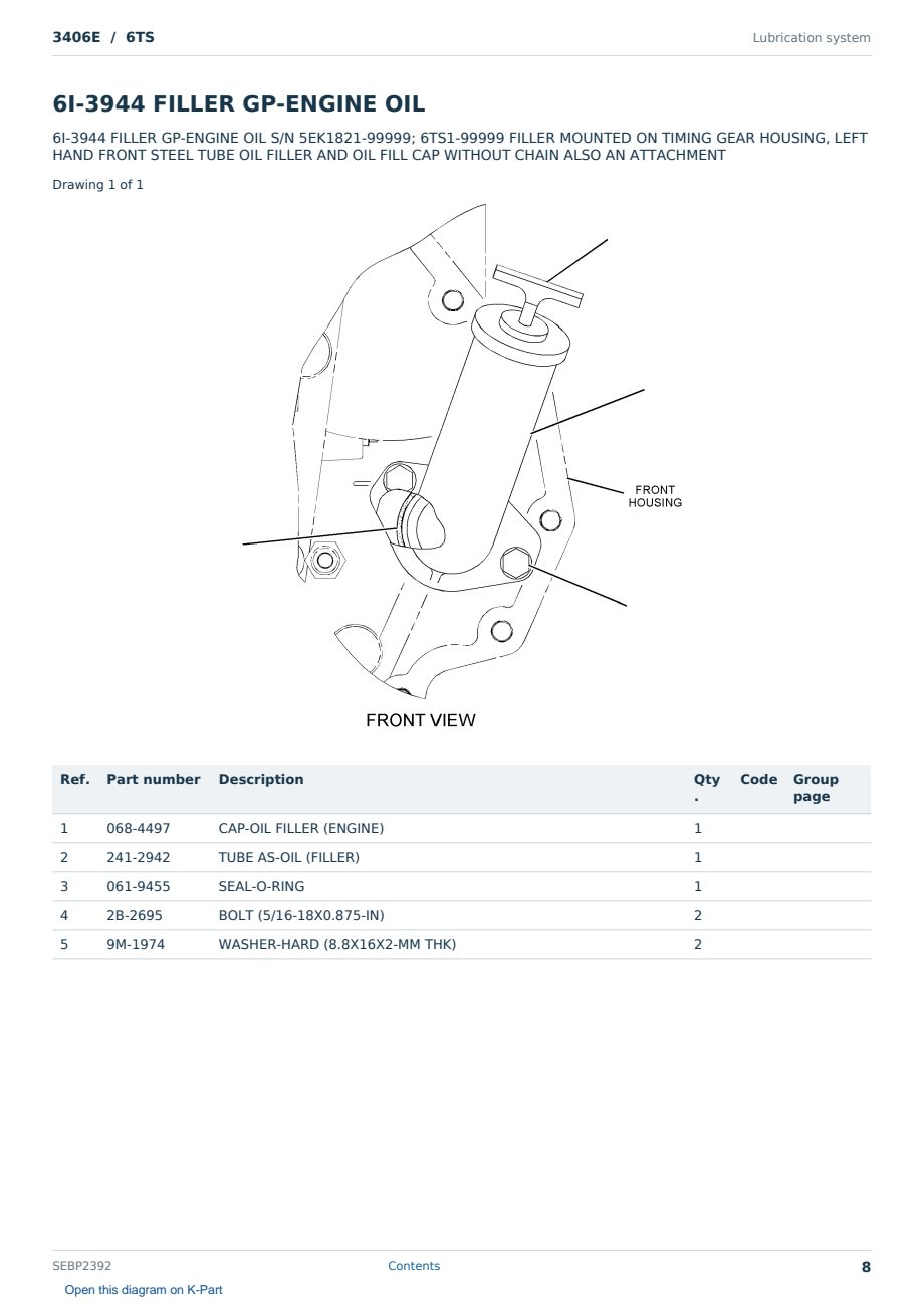 Caterpillar 3406E S/N 6TS Partsbook SEBP2392 (English) - sample page 8 of 10 Caterpillar 3406E S/N 6TS Partsbook SEBP2392 (English) - sample page 8 of 10