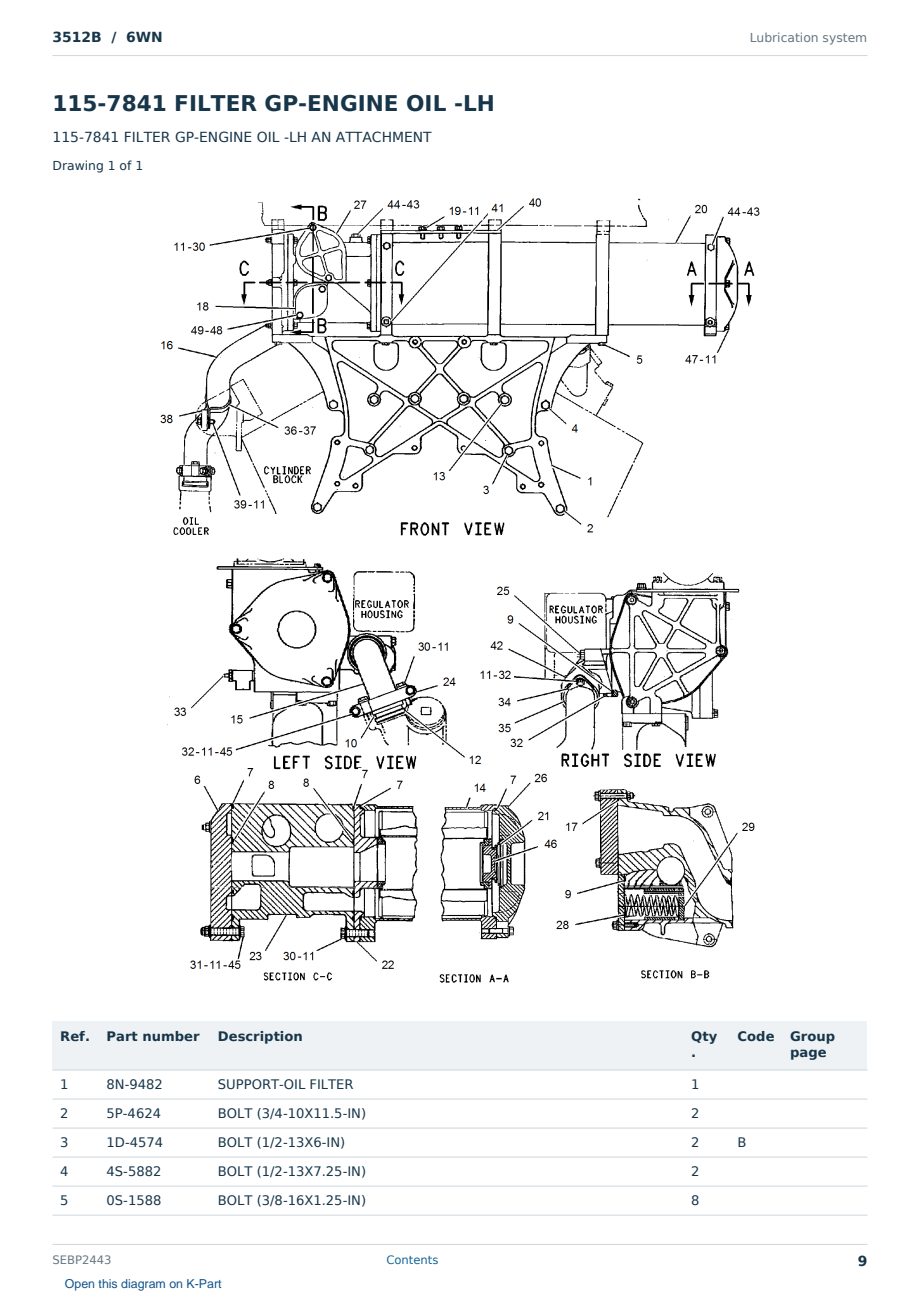 Caterpillar 3512B S/N 6WN Partsbook SEBP2443 (English) - sample page 9 of 10 Caterpillar 3512B S/N 6WN Partsbook SEBP2443 (English) - sample page 9 of 10