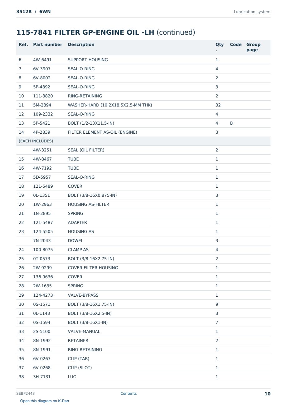 Caterpillar 3512B S/N 6WN Partsbook SEBP2443 (English) - sample page 10 of 10 Caterpillar 3512B S/N 6WN Partsbook SEBP2443 (English) - sample page 10 of 10