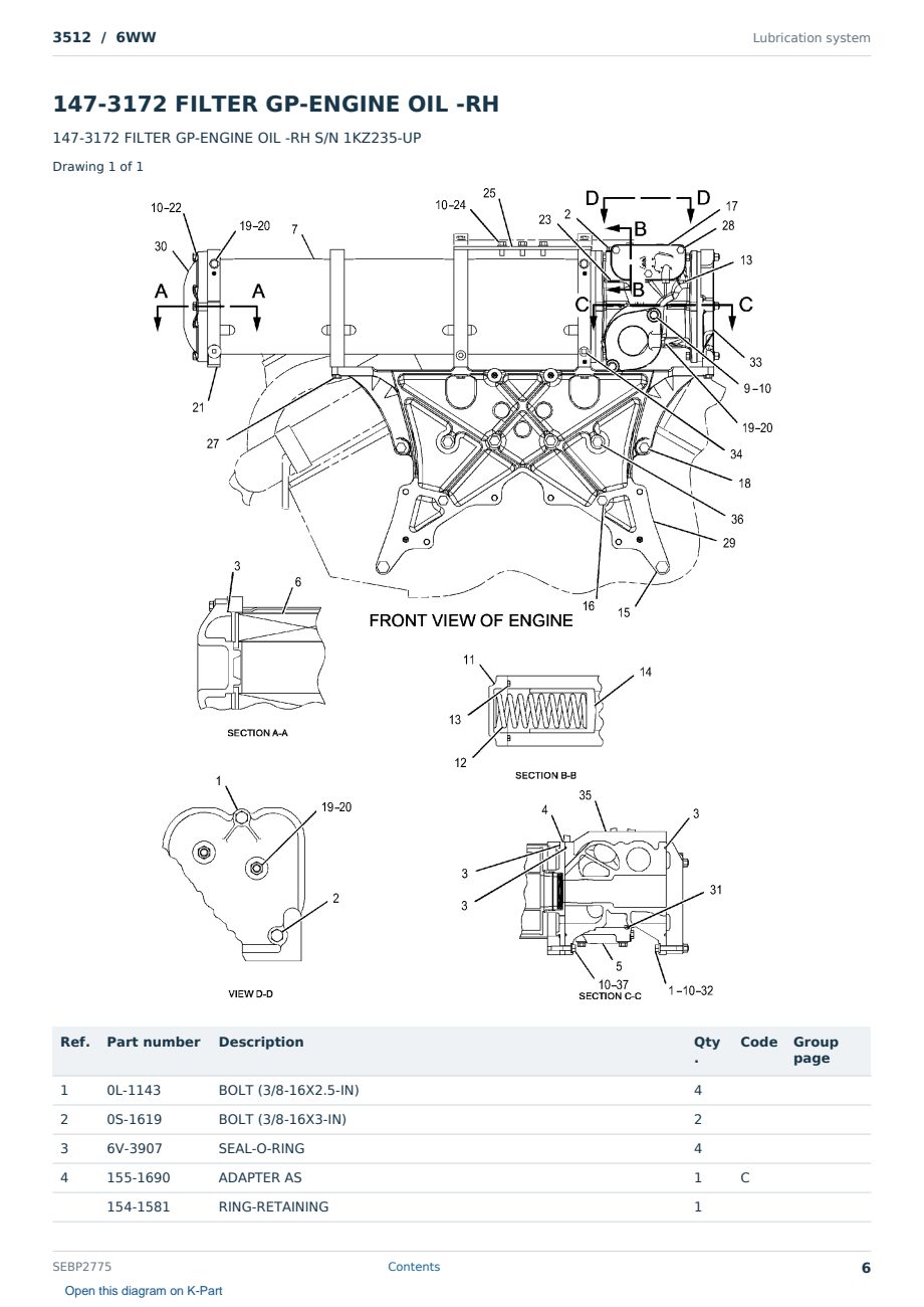 Caterpillar 3512 S/N 6WW Partsbook SEBP2775 (English) - sample page 6 of 10 Caterpillar 3512 S/N 6WW Partsbook SEBP2775 (English) - sample page 6 of 10