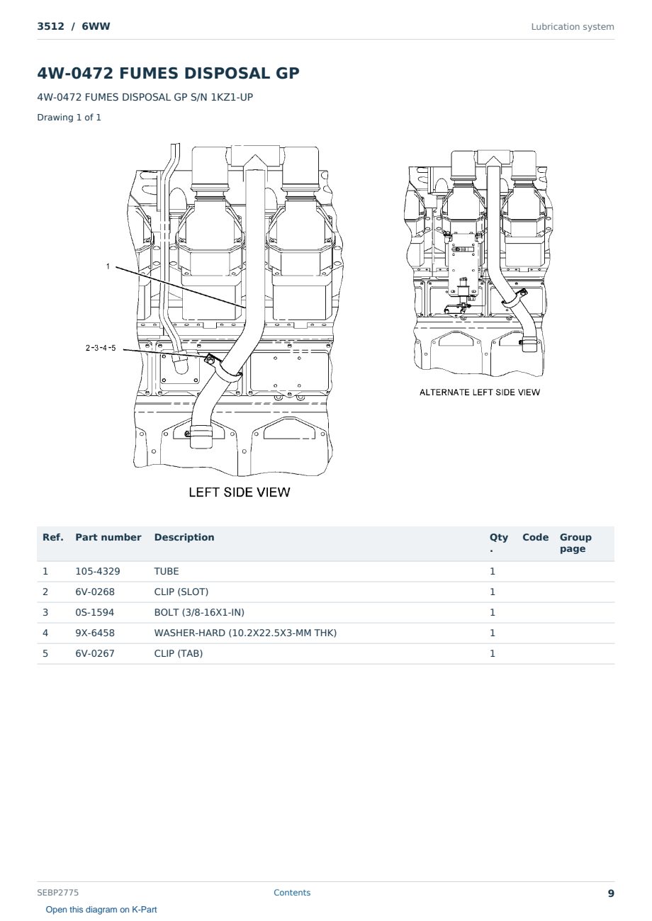 Caterpillar 3512 S/N 6WW Partsbook SEBP2775 (English) - sample page 9 of 10 Caterpillar 3512 S/N 6WW Partsbook SEBP2775 (English) - sample page 9 of 10