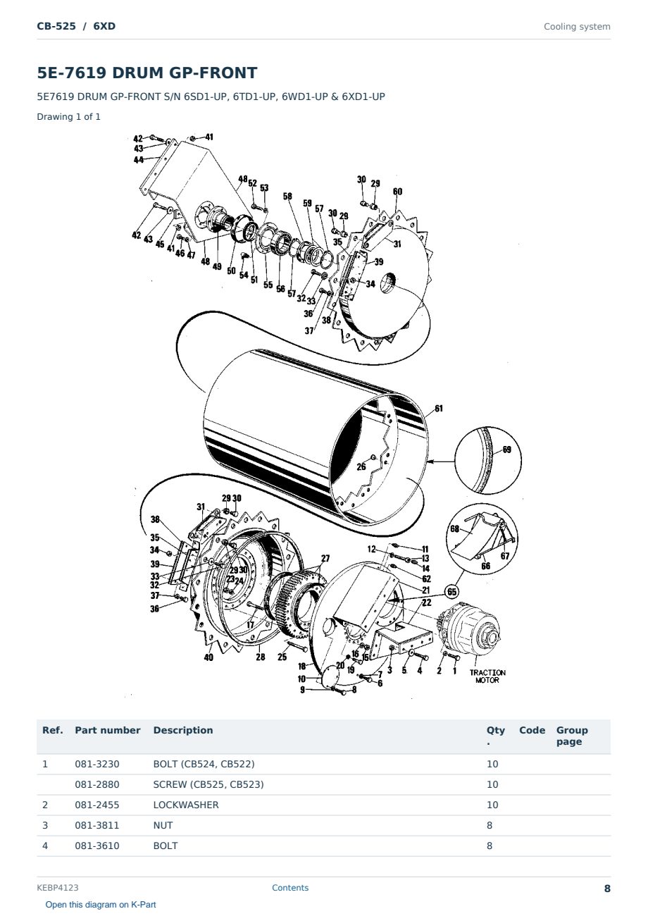 Caterpillar CB-525 S/N 6XD Partsbook KEBP4123 (English) - sample page 8 of 10 Caterpillar CB-525 S/N 6XD Partsbook KEBP4123 (English) - sample page 8 of 10
