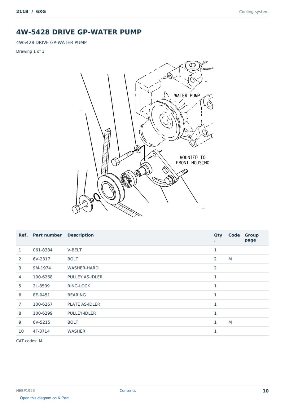 Caterpillar 211B S/N 6XG Partsbook HEBP1923 (English) - sample page 10 of 10 Caterpillar 211B S/N 6XG Partsbook HEBP1923 (English) - sample page 10 of 10