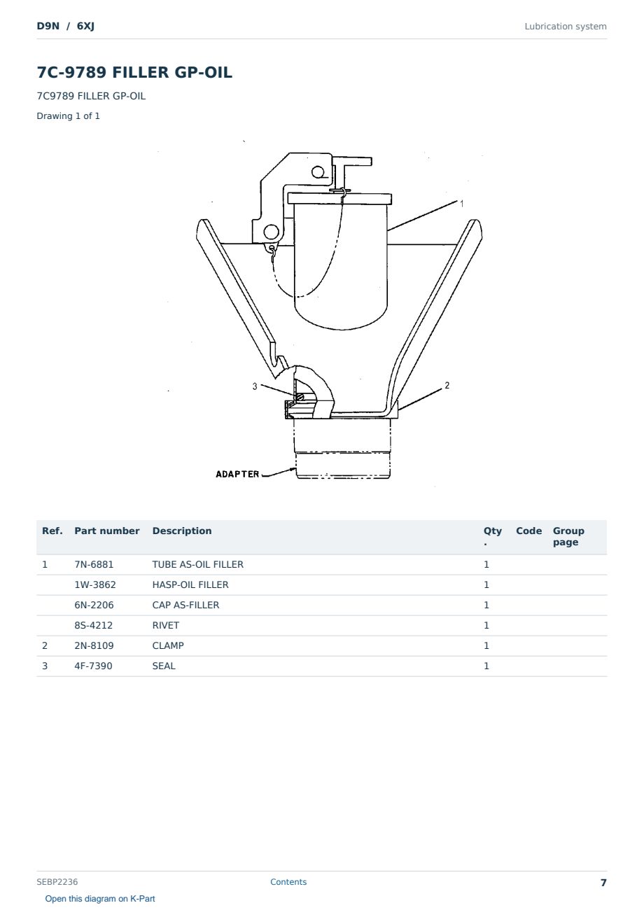 Caterpillar D9N S/N 6XJ Partsbook SEBP2236 (English) - sample page 7 of 10 Caterpillar D9N S/N 6XJ Partsbook SEBP2236 (English) - sample page 7 of 10