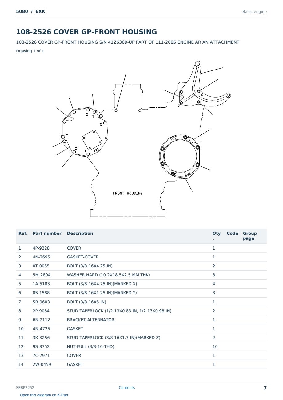 Caterpillar 5080 S/N 6XK Partsbook SEBP2252 (English) - sample page 7 of 10 Caterpillar 5080 S/N 6XK Partsbook SEBP2252 (English) - sample page 7 of 10