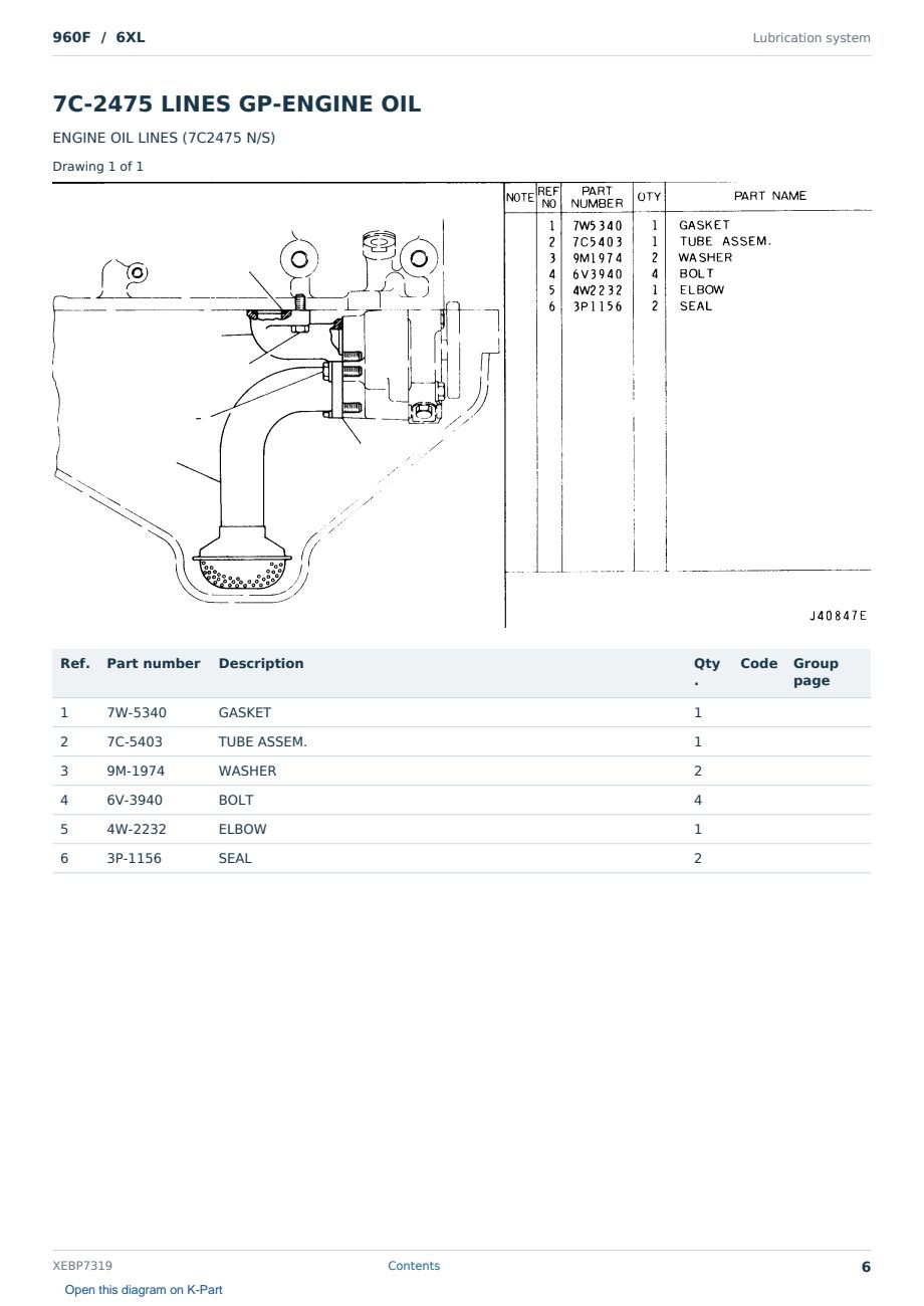 Caterpillar 960F S/N 6XL Partsbook XEBP7319 (English) - sample page 6 of 10 Caterpillar 960F S/N 6XL Partsbook XEBP7319 (English) - sample page 6 of 10