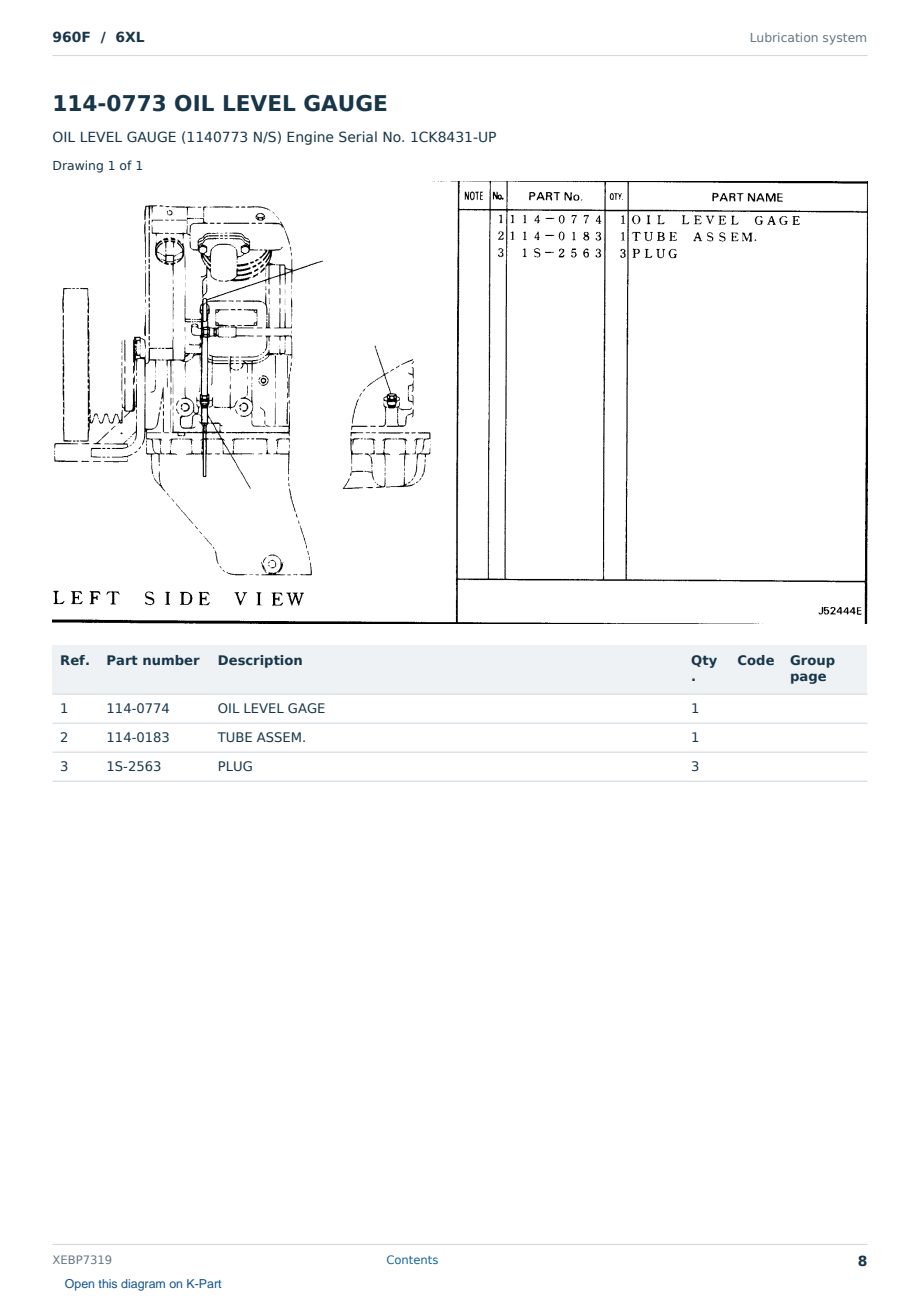 Caterpillar 960F S/N 6XL Partsbook XEBP7319 (English) - sample page 8 of 10 Caterpillar 960F S/N 6XL Partsbook XEBP7319 (English) - sample page 8 of 10