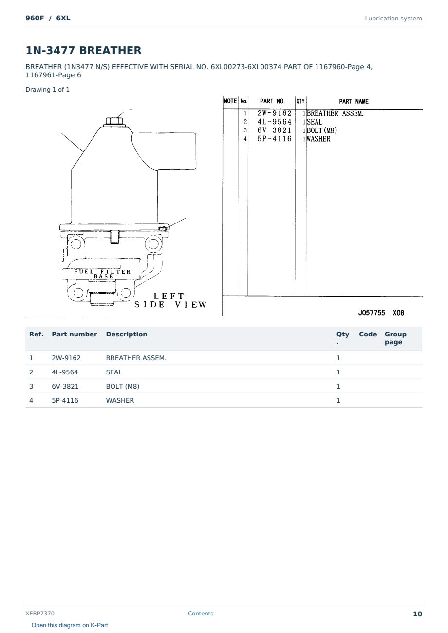 Caterpillar 960F S/N 6XL Partsbook XEBP7370 (English) - sample page 10 of 10 Caterpillar 960F S/N 6XL Partsbook XEBP7370 (English) - sample page 10 of 10