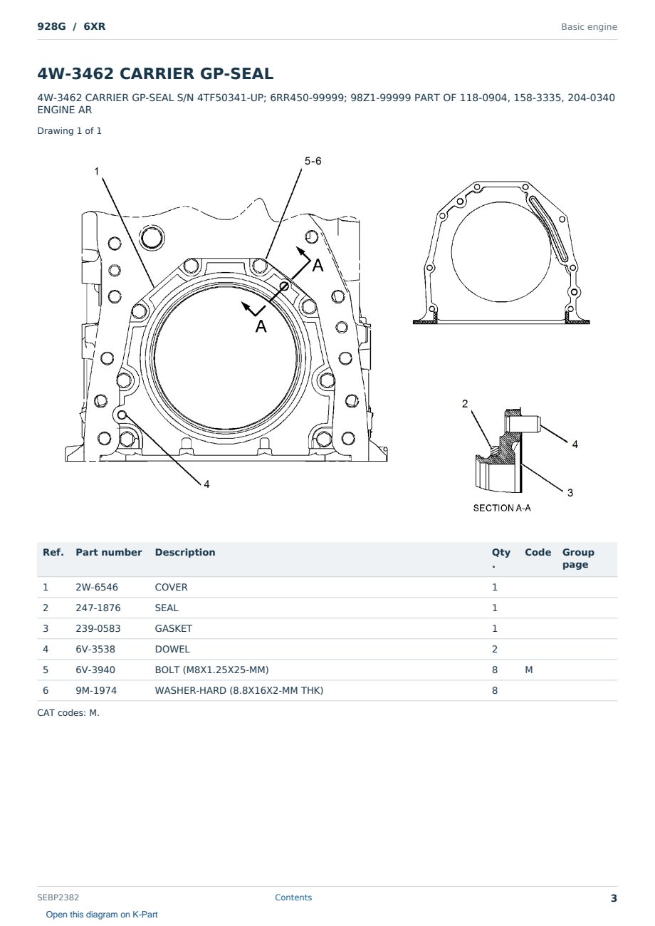Caterpillar 928G S/N 6XR Partsbook SEBP2382 (English) - sample page 3 of 10 Caterpillar 928G S/N 6XR Partsbook SEBP2382 (English) - sample page 3 of 10