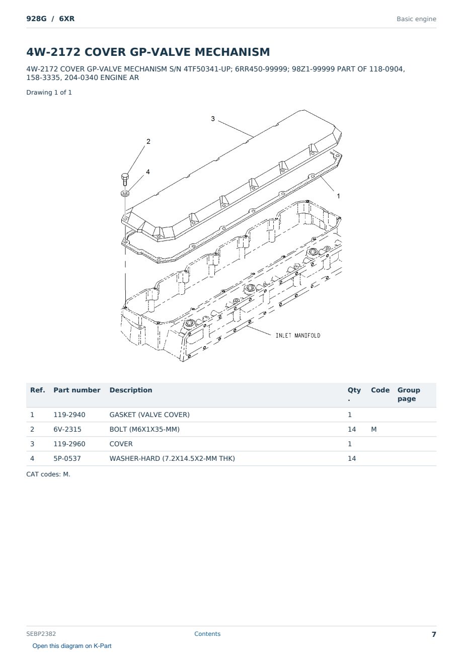 Caterpillar 928G S/N 6XR Partsbook SEBP2382 (English) - sample page 7 of 10 Caterpillar 928G S/N 6XR Partsbook SEBP2382 (English) - sample page 7 of 10