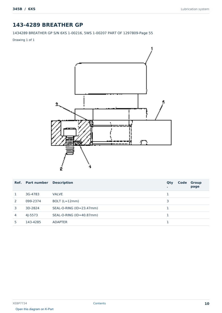 Caterpillar 345B S/N 6XS Partsbook XEBP7734 (English) - sample page 10 of 10 Caterpillar 345B S/N 6XS Partsbook XEBP7734 (English) - sample page 10 of 10