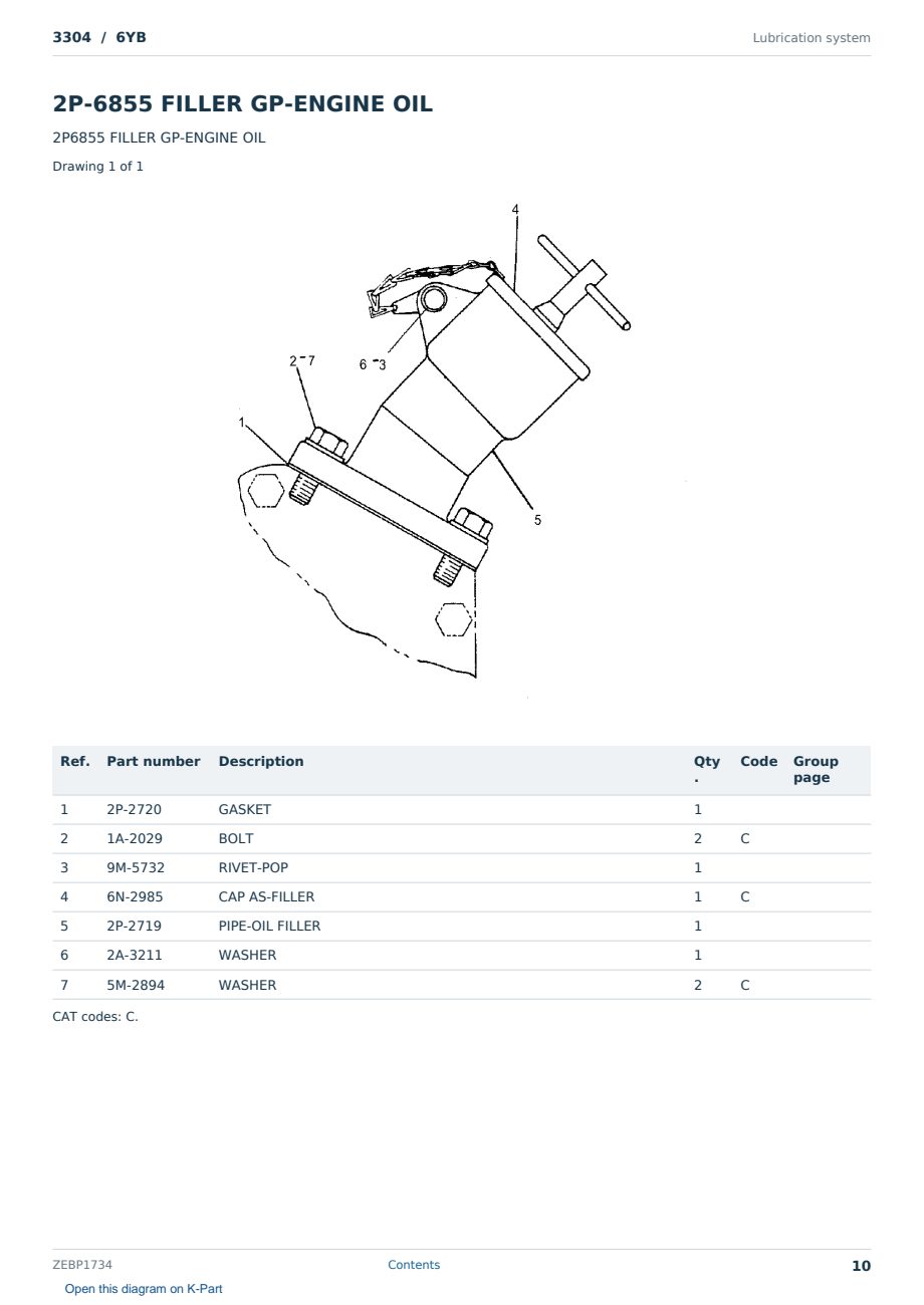 Caterpillar 3304 S/N 6YB Partsbook ZEBP1734 (English) - sample page 10 of 10 Caterpillar 3304 S/N 6YB Partsbook ZEBP1734 (English) - sample page 10 of 10