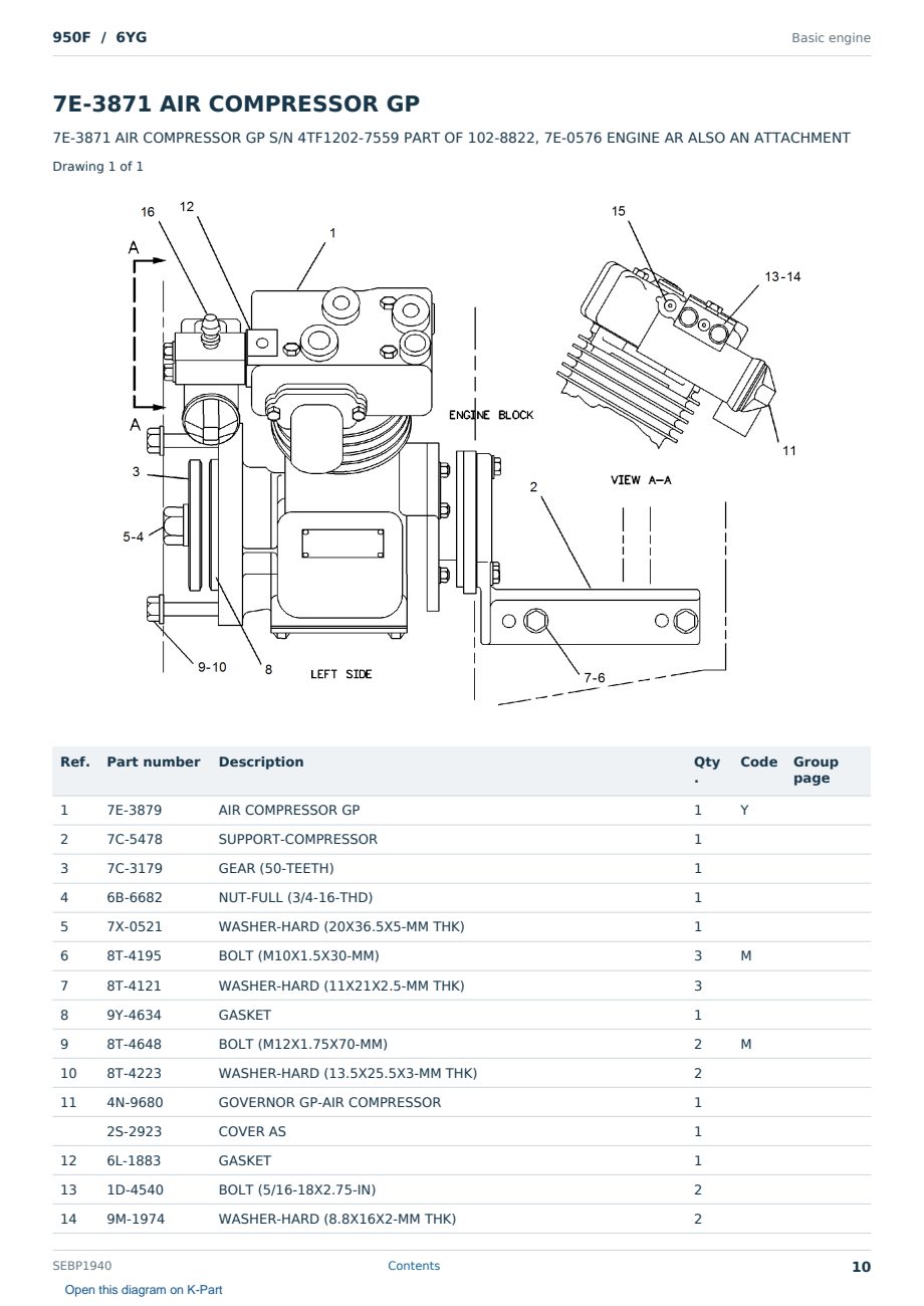 Caterpillar 950F S/N 6YG Partsbook SEBP1940 (English) - sample page 10 of 10 Caterpillar 950F S/N 6YG Partsbook SEBP1940 (English) - sample page 10 of 10