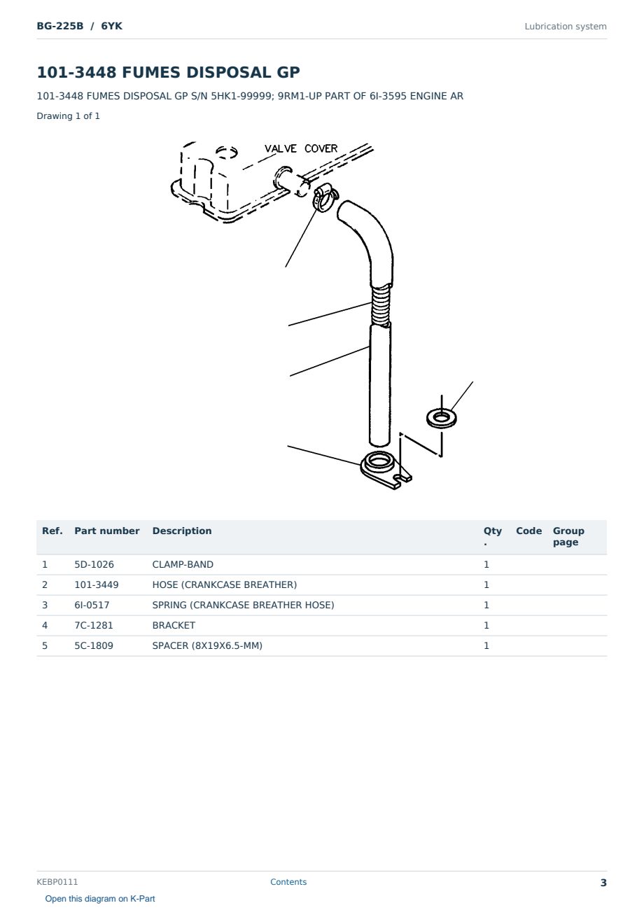 Caterpillar BG-225B S/N 6YK Partsbook KEBP0111 (English) - sample page 3 of 10 Caterpillar BG-225B S/N 6YK Partsbook KEBP0111 (English) - sample page 3 of 10