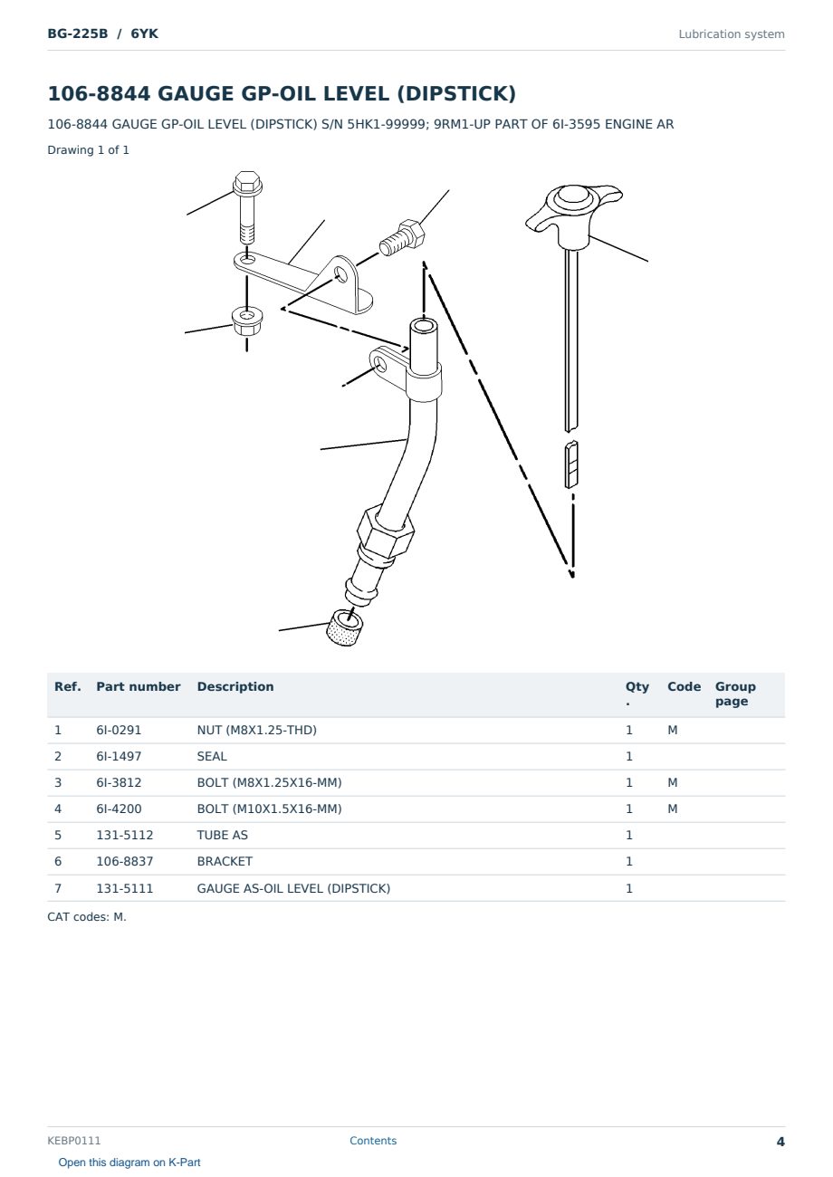 Caterpillar BG-225B S/N 6YK Partsbook KEBP0111 (English) - sample page 4 of 10 Caterpillar BG-225B S/N 6YK Partsbook KEBP0111 (English) - sample page 4 of 10