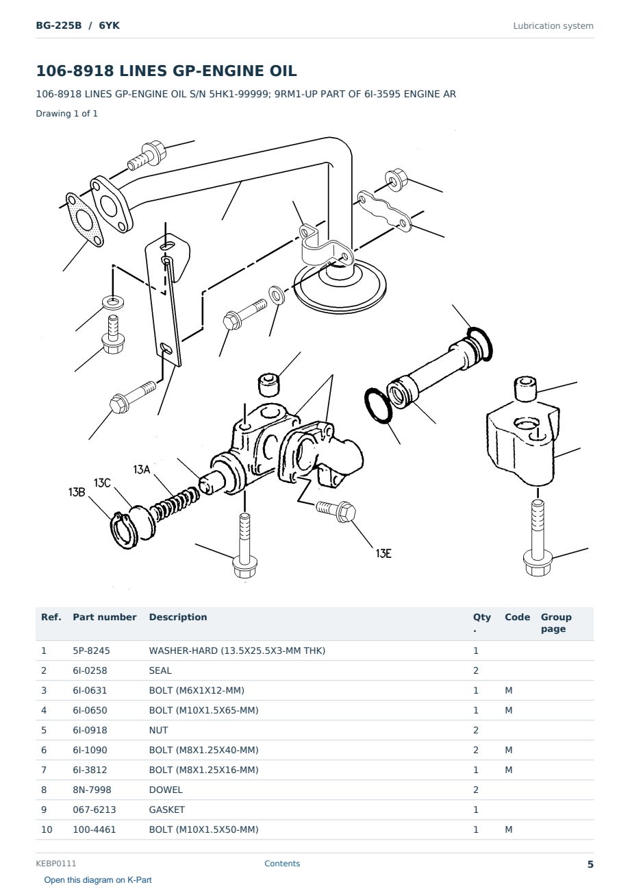 Caterpillar BG-225B S/N 6YK Partsbook KEBP0111 (English) - sample page 5 of 10 Caterpillar BG-225B S/N 6YK Partsbook KEBP0111 (English) - sample page 5 of 10