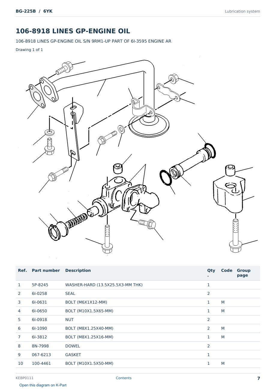Caterpillar BG-225B S/N 6YK Partsbook KEBP0111 (English) - sample page 7 of 10 Caterpillar BG-225B S/N 6YK Partsbook KEBP0111 (English) - sample page 7 of 10