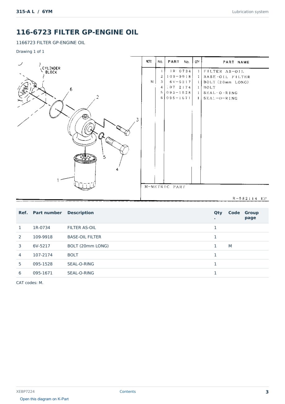 Caterpillar 315-A L S/N 6YM Partsbook XEBP7224 (English) - sample page 3 of 10 Caterpillar 315-A L S/N 6YM Partsbook XEBP7224 (English) - sample page 3 of 10