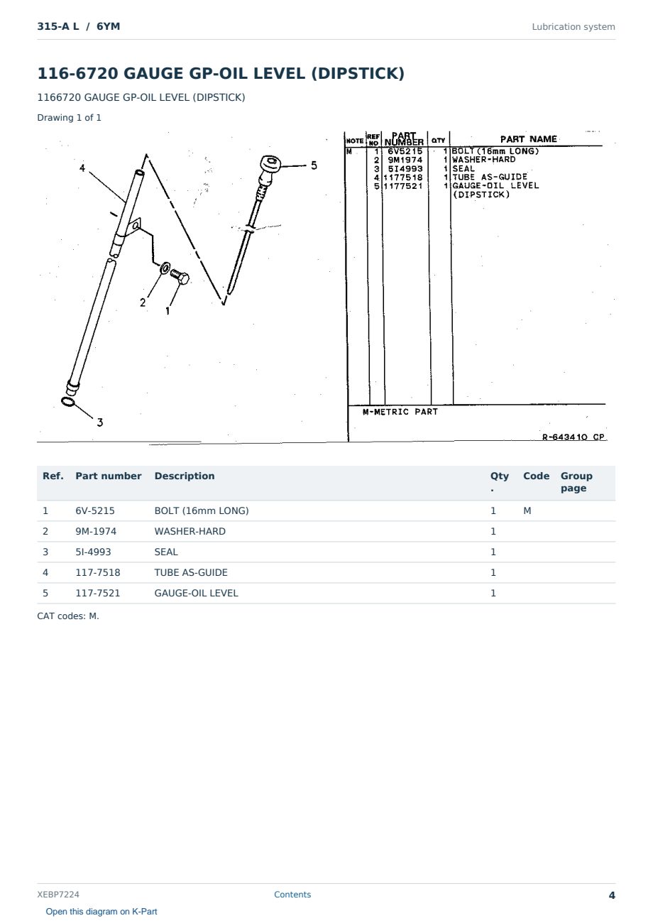 Caterpillar 315-A L S/N 6YM Partsbook XEBP7224 (English) - sample page 4 of 10 Caterpillar 315-A L S/N 6YM Partsbook XEBP7224 (English) - sample page 4 of 10