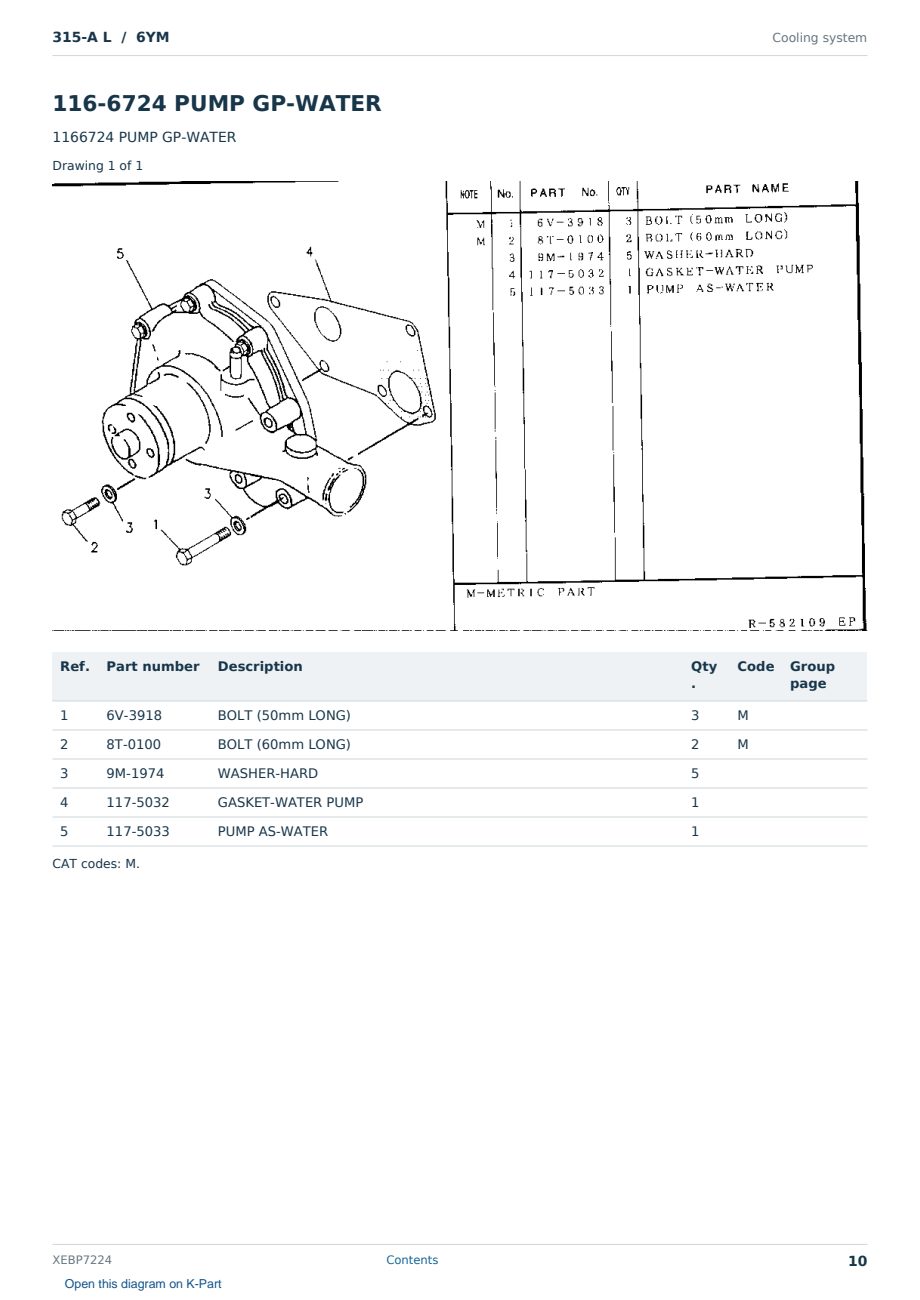 Caterpillar 315-A L S/N 6YM Partsbook XEBP7224 (English) - sample page 10 of 10 Caterpillar 315-A L S/N 6YM Partsbook XEBP7224 (English) - sample page 10 of 10