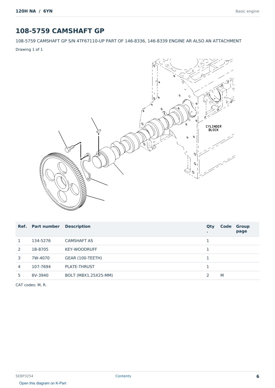 Caterpillar 120H NA S/N 6YN Partsbook SEBP3254 (English) - sample page 6 of 10 Caterpillar 120H NA S/N 6YN Partsbook SEBP3254 (English) - sample page 6 of 10