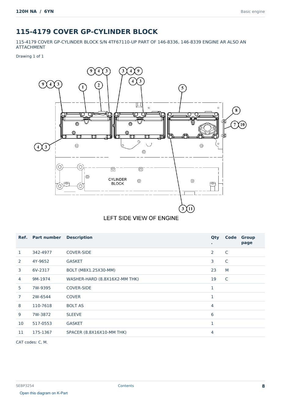 Caterpillar 120H NA S/N 6YN Partsbook SEBP3254 (English) - sample page 8 of 10 Caterpillar 120H NA S/N 6YN Partsbook SEBP3254 (English) - sample page 8 of 10